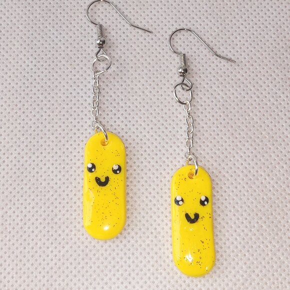 Handmade Dangle Happy Face Earrings - Picture 7 of 11